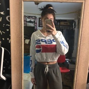 White Pepsi Brand Crop Quarterzip Sweatshirt